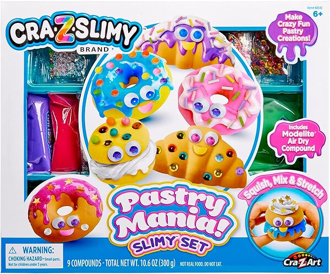 CRA-Z-Slimy Dessert Slime Kit for Girls, DIY Pastry Slime Set with Molds, Confetti, Sprinkles & Air-Dry Compound