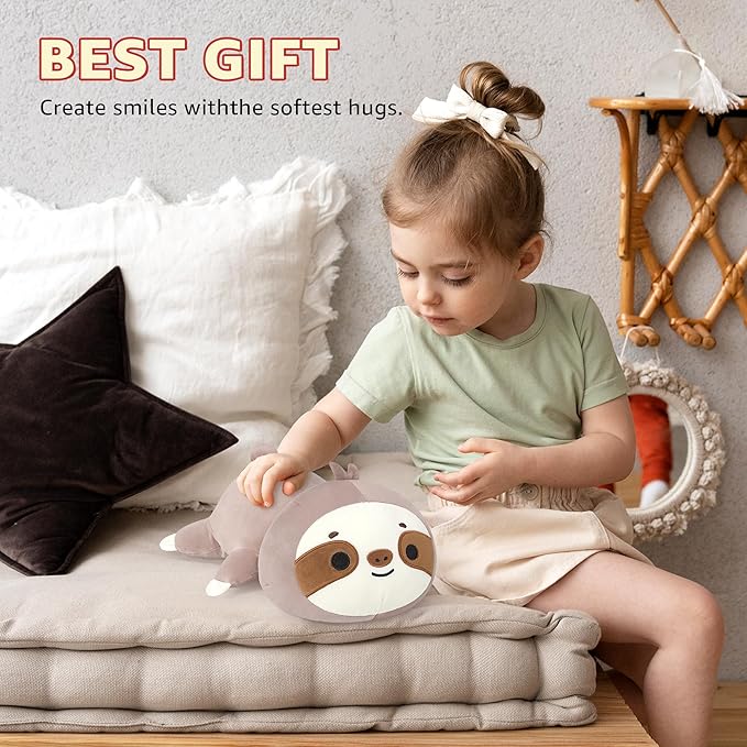 Onsoyours Original Weighted Sloth Plush, Cute Hugging Sloth Weighted Stuffed Animal, Soft Collectible Plushies Pillow Toy Gift for Kids & Adults (9.8", 1.0Lbs)
