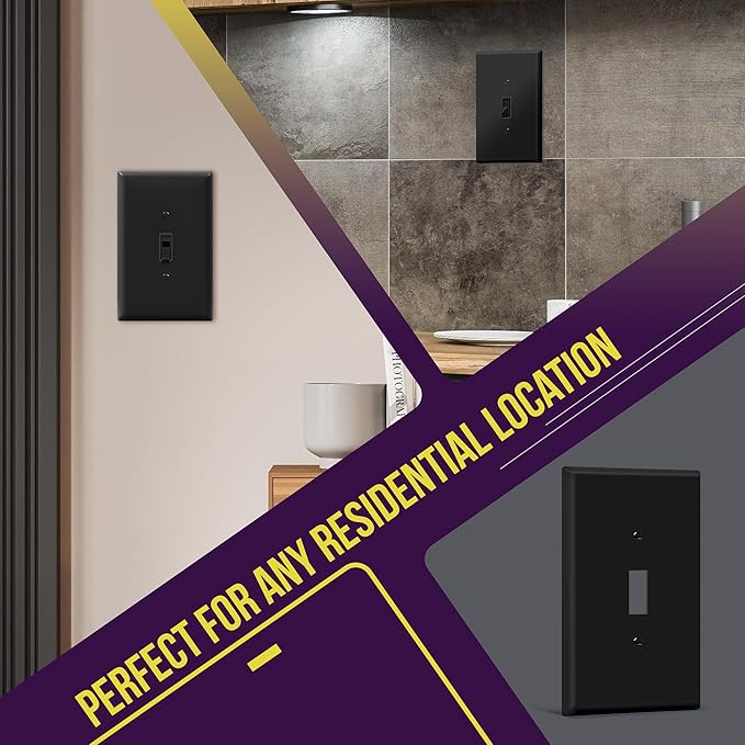 ENERLITES Toggle Light Switch Wall Plate, Jumbo Switch Cover, Gloss Finish, Oversized 1-Gang 5.5" x 3.5", Unbreakable Polycarbonate Thermoplastic, 8811O-BK-10PCS, Black, 10 pack