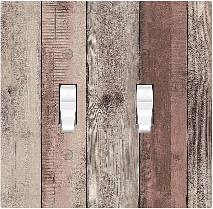 Decorative Switch Plates Vintage Natural Wood Rustic Cinnamon 2 Gang Double Toggle Outlet Light Switch Cover Wall Plate Electrical Faceplate For Farmhouse Cabin Decor