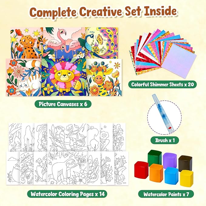 JoyCat Paint with Water Coloring Books, Art & Craft Activity, No Mess Art for Kids Ages 4-8, Craft Kits & Supplies, DIY Creative Activity, Gifts for Girls & Boys (Animals)