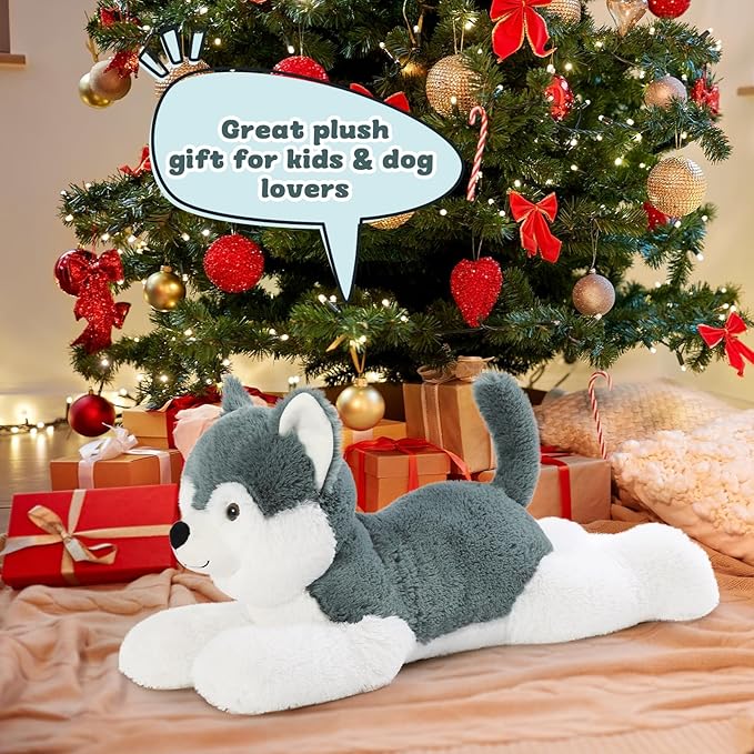 MorisMos Husky Stuffed Animal 28" Dog Stuffed Animal Husky Plush Stuffed Puppy Toy Dogs for Kids Stuffed Animals Plushie Dog Pillow Gift for Kids Boys Girls Birthday Christmas