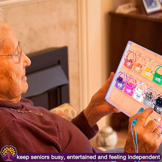 Alzheimers Products for Elderly, Wooden Handhold Games for Seniors with Dementia, Easy Magnetic Color & Number Activities for Parkinson Patients, Memory Care Cognitive Puzzle Matching Board