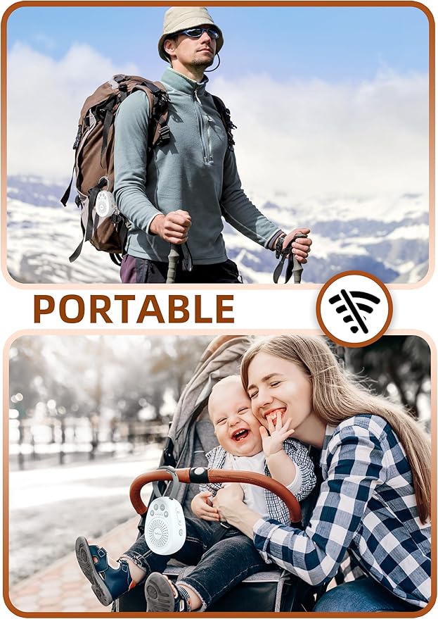 TakTark Sound Machine, Portable White Noise Soothing Sounds for Sleeping, 20 Soothing Natural Sounds, 5 Timer, Memory Function, Noise Maker for Baby Nursery Kids Adults