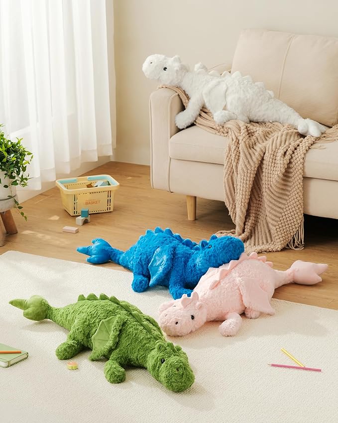 Weighted Stuffed Animal 5Lbs 35.4", Heavy Soft Dragon Plush Toy, Pink Weighted Dragon Stuffed Animal for Kids and Adults, for Comfort and Relaxation
