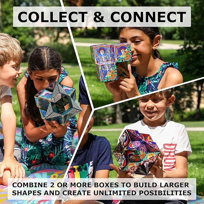 Shashibo Shape Shifting Box - Award-Winning STEM Fidget Toy with Ultra Strong Magnets - Puzzle Cube Transforms Into 100+ Shapes, Perfect Sensory Gift for Kids, Teens, and Adults (Earth)