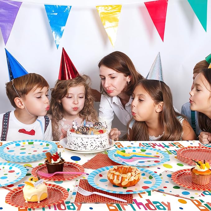 Street Theme Birthday Party Supplies,Red Brick Wall Paper Plates and Napkins Tableware, Disposable Cookie Decorations for Kids Boys Girls Baby Shower,Serve 25