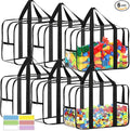 6 Packs XXL Toy Storage Bags 16.5×11.8×6.8In with Labels, Large Capacity Reusable Clear PVC Board Game Storage, Travel Waterproof Organizer Bags with Zipper