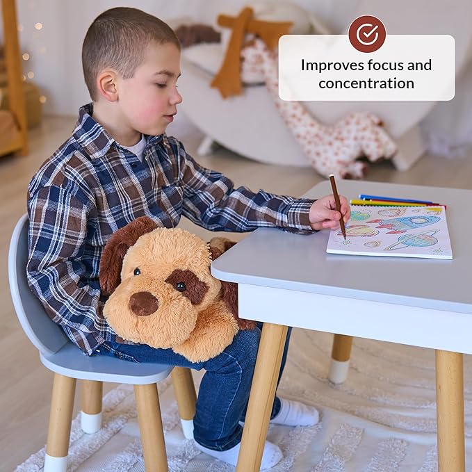 ODOXIA Weighted Stuffed Animal for Anxiety | 5 Lbs | Calming & Comforting | Dog Stuffed Animal Sensory | Weighted Plush Toy | for Adults and Kids | Includes Carrying Bag