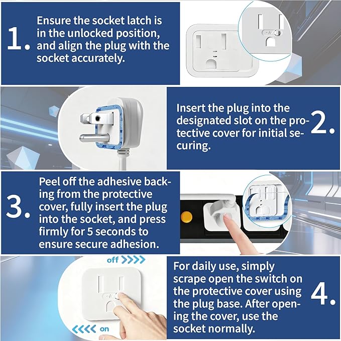 Outlet Covers Baby Proofing - Adhesive Sliding-Lock Socket Protector 12pcs Childproof Electrical Outlet Protectors for Home & Kitchen