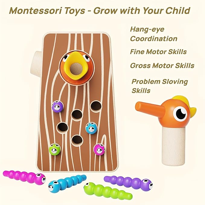 Montessori Toys for Boys and Girls Aged 2-4, Toddler Fine Motor Skills Learning Toys