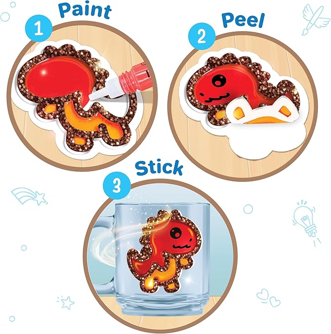Imagimake DIY Jelly Stickers – Dino | 25+ Sticker Templates, Glass Paint | Arts & Crafts for Kids 4-6| Kids Activities | Toddler Girl Toys | Birthday Gift for Girls & Boys Age 3,4,5,6,7 Years Old
