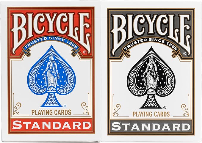 Bicycle Rider Back Playing Cards, Standard Index, Red & Black Decks of Cards, Premium Poker Cards for Blackjack, Casino Games & Family Game Night, 2 Count (Pack of 1)