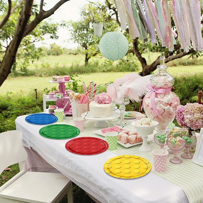 80PCS Building Blocks Themed Birthday Party Decorations Colorful Building Block Tableware Paper Plates Napkins Set for Boys, Kid’s Birthday Party Decorations Serve 20
