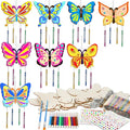 16 Pack Butterfly Wind Chime Kits Butterfly Crafts for Kids Make Your Own Butterflies Wind Chime Wooden DIY Arts and Crafts for Spring Summer Party School Classroom Decorations Supplies Birthday Favor
