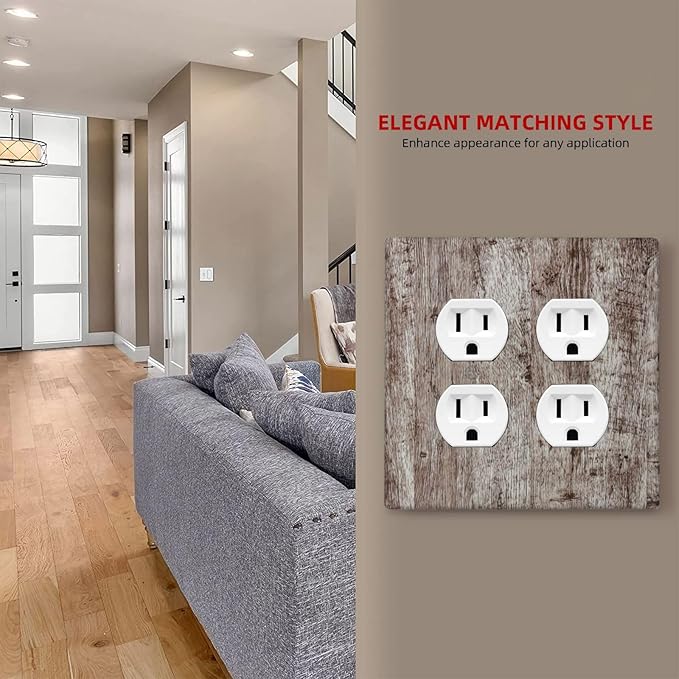 Decorative Light Switch Cover Plate Rustic Wood Grey Brown Vintage Wooden Plank 2 Gang Decorative Switch Plates 1 Toggle Duplex Combo Outlet Covers GFCI Plug Covers Wallplates for Farmhouse Home Decor