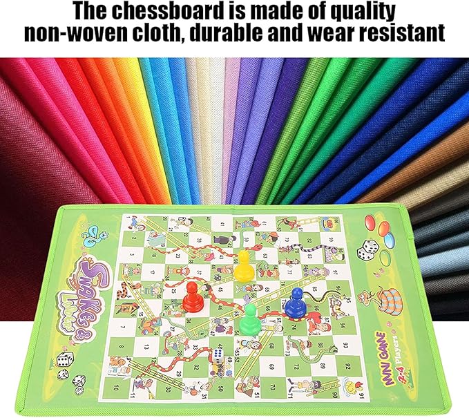 Snakes and Ladders Board Game, Portable Flying Chess Toy Set Educational Board Game for Kids and Adults