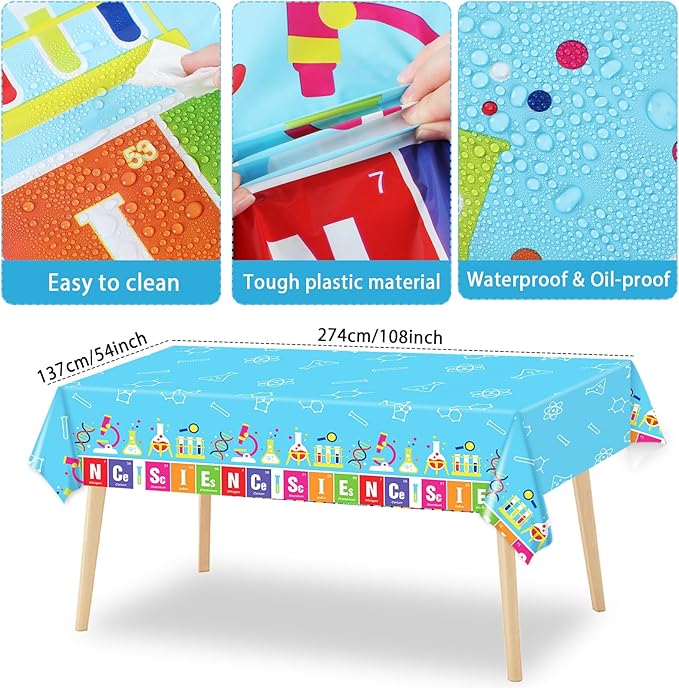 chiazllta Science Party Supplies Tableware Set for 20 Guests Little Scientist Party Birthday Plates Laboratory Decorations Includes 7inch Plates, Napkins, Tablecloth Favor