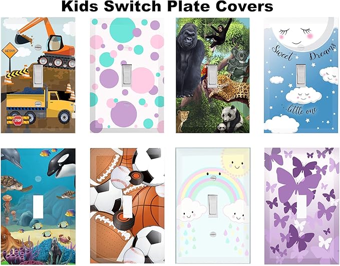 Truck Boys Room Light Switch Cover Plate Kids Decorative Tractor Nursery Teen Toddler Room Decor Bedroom Bathroom Playroom (Construction Truck)