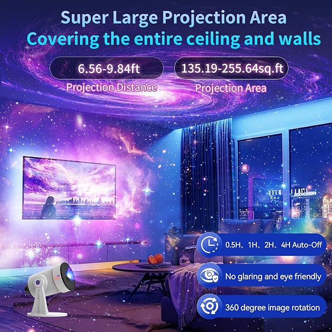 Galaxy Projector, HD Brighter Wider Projection Planetarium Star Projector with 7-Color Night Light Realistic Starry Sky Space Solar System Moon Nebula for Bedroom Ceiling Room Decor
