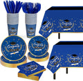 Graduation Decorations Class of 2026 Graduation Party Decorations,147 PCS Disposable Congrats Grad Tableware,Blue and Black Tablecloth Knives Fork Plates Napkin Cups for School,College,Party,Serve 24