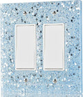 2-Gang Light Switch Cover Plate - Shiny Blue Mirror Finish,5.1"x5.1",Sparkling Design for Outlet or Double Rocker Switch