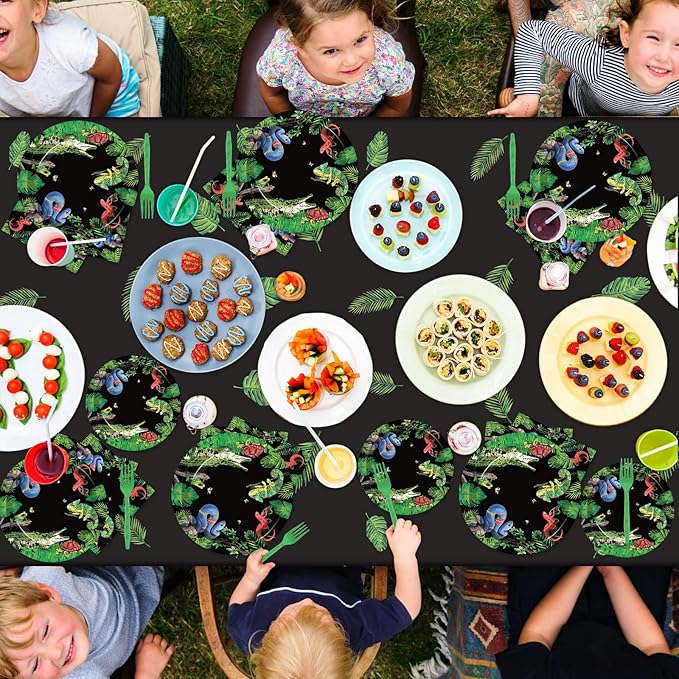 Reptile Snake Birthday Party Supplies Serves 24 Lizard Party Paper Plates Napkins Jungle Swamp Snake Tablecloth Tableware Kit for Baby Shower Decorations Kids Boys Girls