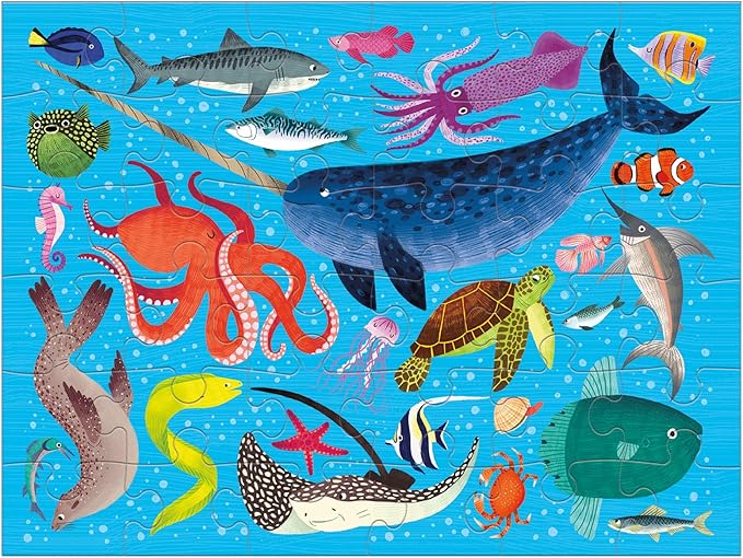 Mudpuppy Ocean Life – 36 Piece Puzzle to Go Featuring Colorful Sea Creatures Perfect Travel Activity for Children Ages 3 and Up