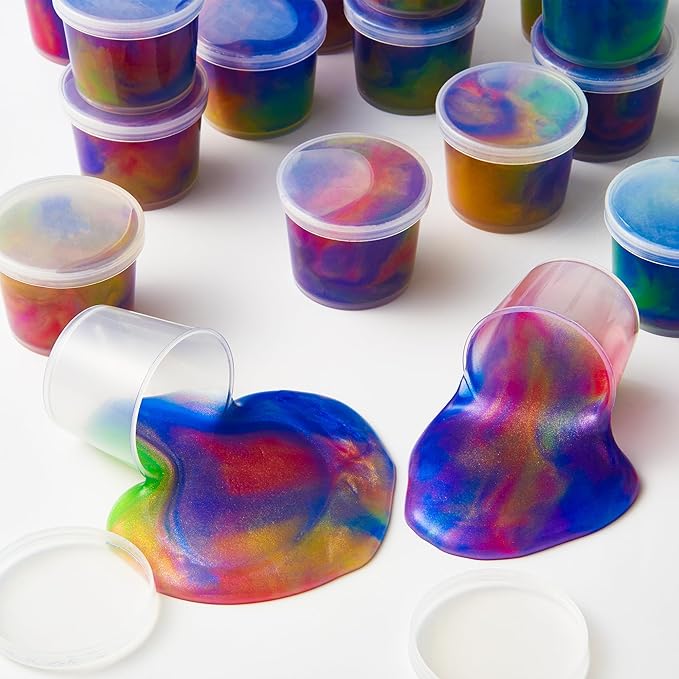 24 Pack Galaxy Slime Party Favors for Kids Slime Cup Bulk Stretchy & Non-Sticky DIY Stress Relief Putty Toy Birthday Halloween Christmas Stocking Stuffers, Classroom Reward for Girls Boys