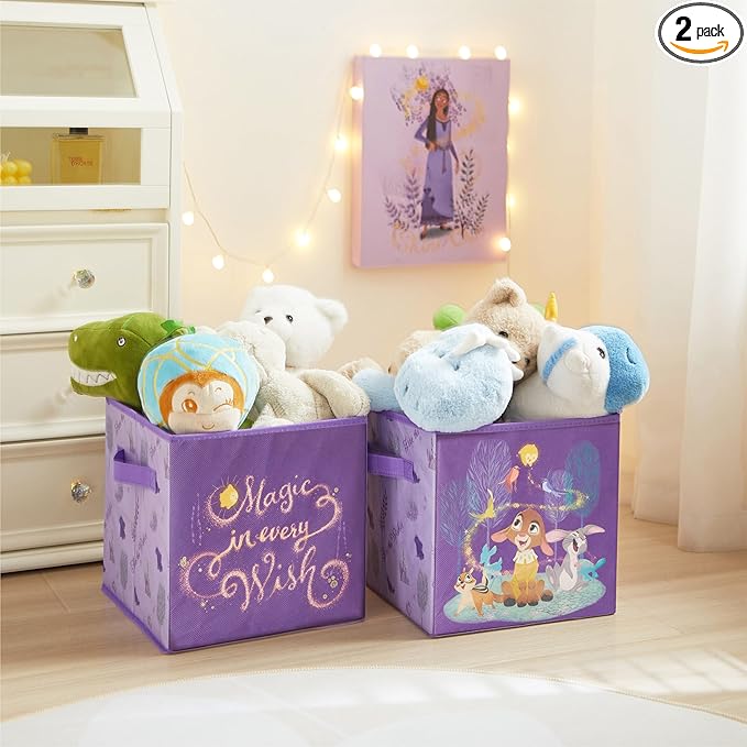 Disney Wish Set of Two Spacious Collapsible Storage Cubes, 10"x10"