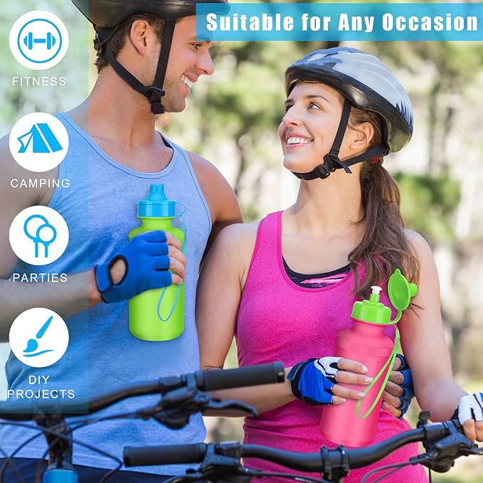 Zubebe 36 Pcs Sports Water Bottles Bulk Squeeze Reusable Bpa-free Plastic Water Bottles End of the Year Gifts Summer Gifts for Students School Travel Hiking Cycling Event Team Gift