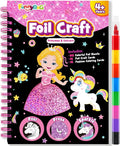 FUNNYB&G Foil Art Craft Kit for Girls 4-10 Years Old: Mess-Free & No-Glue, Create 16 Sparkly Princess Unicorn Pictures – Perfect Travel Toy & Birthday Gift for Kids (Princess)