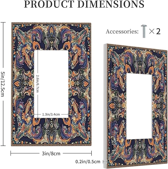 Decorative Outlet Covers Mandala Petals Retro Flowers 1 Gang Single Rocker Light Switch Cover Plate Wall Plates Gfci Faceplate For Bed Room Home Decor