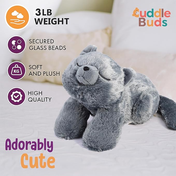 Cuddle Buds 3lbs Weighted Cat Stuffed Animal for Sensory Needs, 20'' Cat Plush Large, Weighted Stuffed Animals for Adults and Kids, Cute Soft Plush Toy Gift for Kids and Adults, Small Plushies