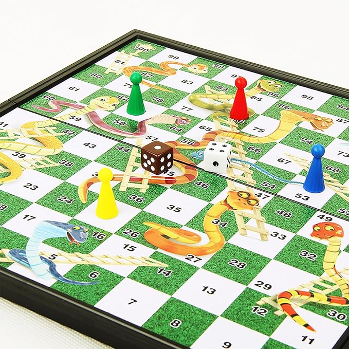 Travel Board Games Small Magnetic Snakes and Ladders Board Game 9.7 Inches Portable Folding Board