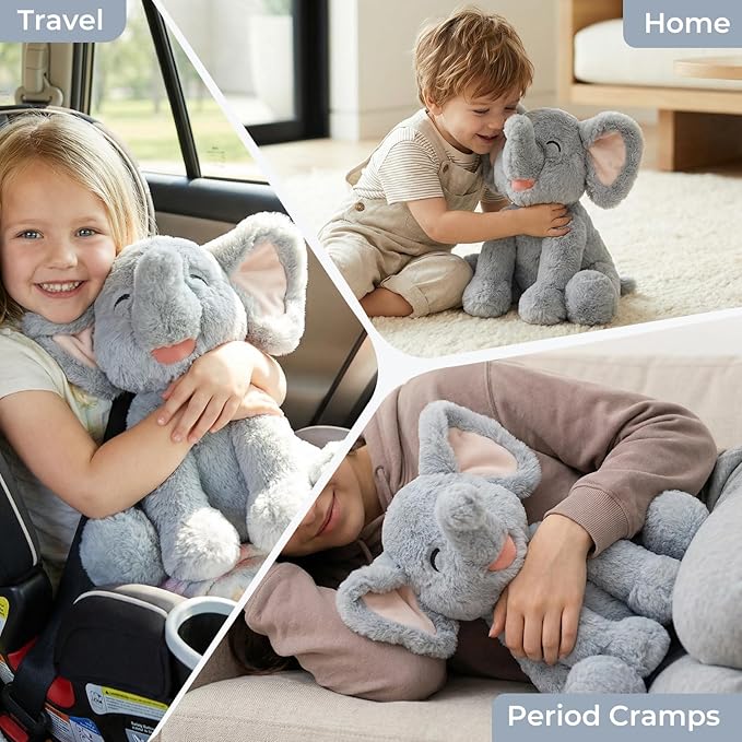Elephant Microwavable Weighted Stuffed Animals with Lavender Scent,Heating Pad Plush for Period Cramps&Pain, Heatable&Coolable Stuffed Elephant Animals Toy Gifts for Girls Women Kids