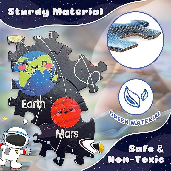 TALGIC Puzzles for Kids Ages 4-6 with Solar System Planets, 70 Piece Round Large Kids Floor Puzzles for Ages 3 4 5 6 7 8, Educational Toy Gift Jigsaw Puzzles for 5 Year Old Boys Girls