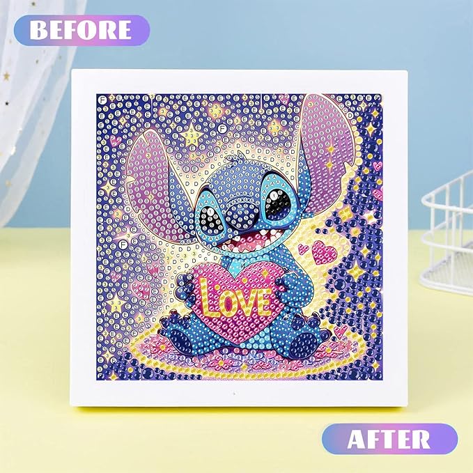 KOJEFCV Cartoon Diamond Art Painting Kits for Kids with Frame, Cartoon Diamond Art for Kids Ages 4-8-12, Easy Gem Kit Kid with Beautiful Package for Gift Home Wall Decor (7x7inch)