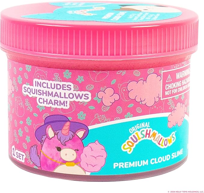 Original Squishmallows Premium Cloud Slime - Lola The Unicorn, Cotton Candy Scent