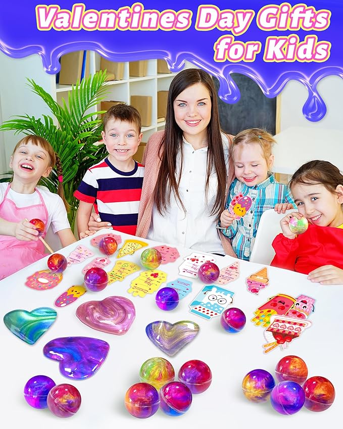 24 Pack Galaxy Slime Party Favors, Non-Sticky, Stress Relief Treasure Box Toys for Classroom Prizes Party Supplies, Student Gifts Birthday Goodie Bags Stuffers for Kids Teens Boys Girls 4-8, 8-12