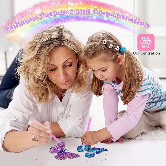 YiConfety Diamond Painting Kits, Kids Diamond Art Gift, Gem Art Kits for Girls Birthday, Arts and Crafts for Kids Ages 6 8 10(Butterfly)