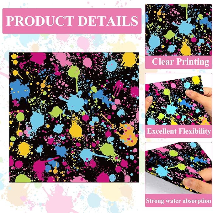 48Pcs Neon Glow in the Dark Paper Dessert Plates and Napkins Neon Party Decorations Paint Splatter Birthday Party Supplies Colorful Graffiti Disposable Tableware for Kids Baby Shower Serves 24