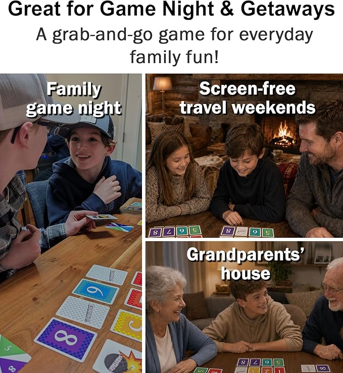 Elimino Family Card Game – Fast & Simple Gameplay that Brings Everyone Together | Easy to Learn, Ages 7+, Great for Kids, Parents & Grandparents