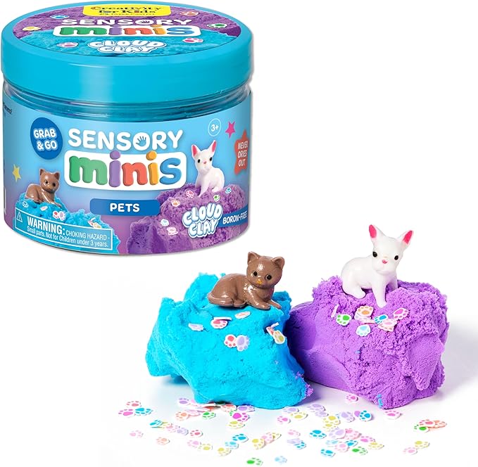 Creativity for Kids Sensory Minis Pets Kit | Cloud Clay Sensory Toy for Kids | Spring Crafts | Mess-Free, Screen-Free Travel Activity for Kids (Ages 3+)