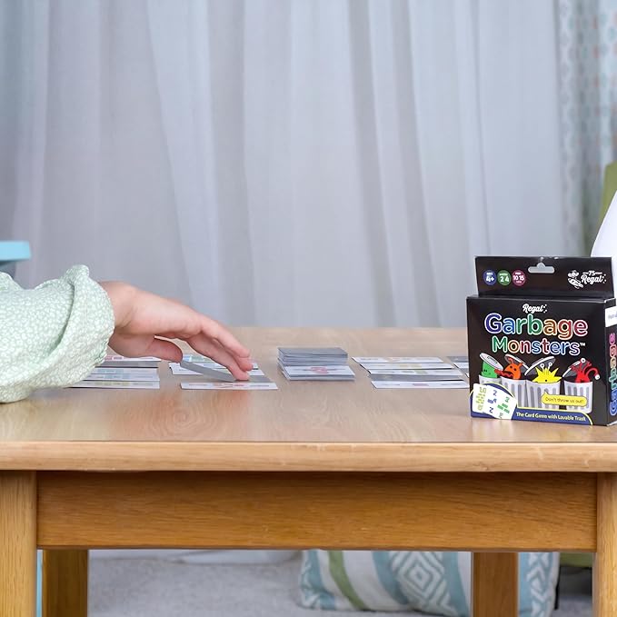 Regal Games Garbage Monsters Card Game Set for Kids, Teens & Adults - 2-4 Player Fun Family Games - Travel Playing Cards (16 Garbage Monsters Cards)