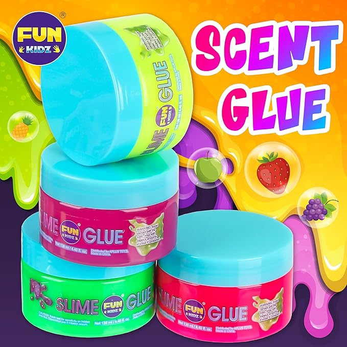 1:1 Scented Fruit Glue Slime Kit for Kids, FunKidz Neon Slime Making Kit for Girls Ages 6-12 Activities Craft Gifts Includes Color Glue and Super Clear Slime Activator to Make Slime Toys