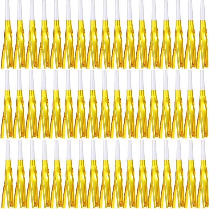 48 Pcs Gold Noise Makers, Party Blowers, New Years Eve Noise Makers, for Baby Shower, Kids Birthday, New Year Party Favor - Gold