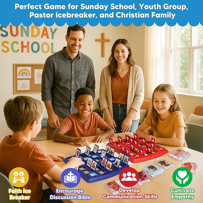 Garybank Guess Bible Who Am I Game 2nd Edition, Another 24 Classic Bible Characters with Life Story & Verse Cards, Biblical Study Supplies for Sunday School & Youth Group, Christian Gift for Kids