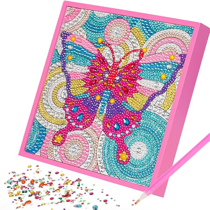 ZUYUSUT Diamond Art Painting Kits for Girls Ages 5-12 Kids Art and Crafts Gem by Number Kits with Wooden Frame for Children Birthday