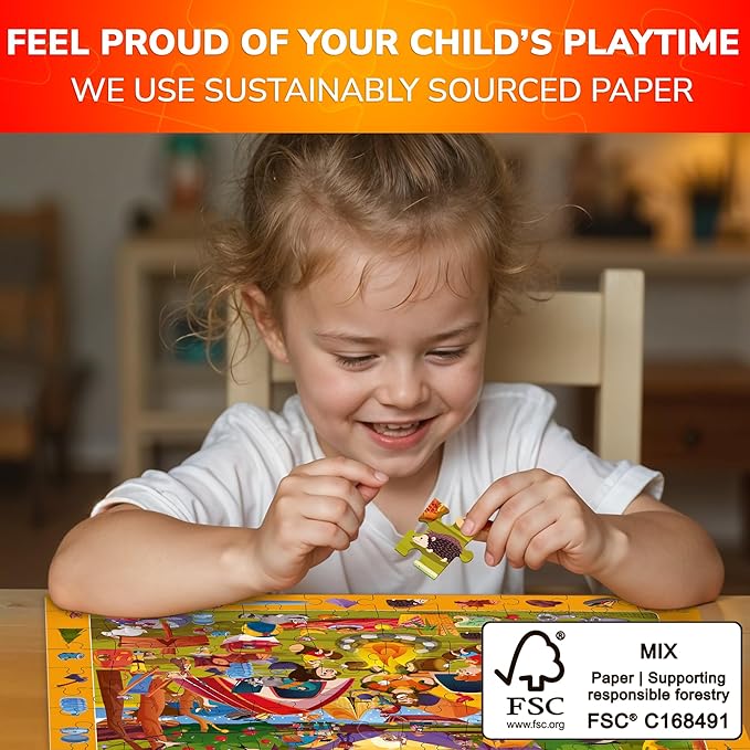 QUOKKA 100 Piece Puzzles for Kids Ages 4-6 – 4xSET Search and Find Kids Puzzles Ages 5-8 – Artist-Crafted Illustrations with Children Daily Life, Hidden Objects - Educational Activity Toy Gift